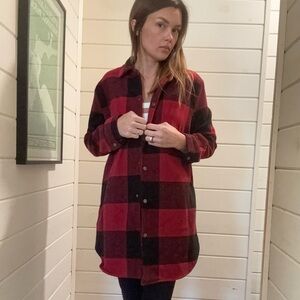 BB Dakota Red Black Buffalo Plaid Oversized Shirt Jacket L